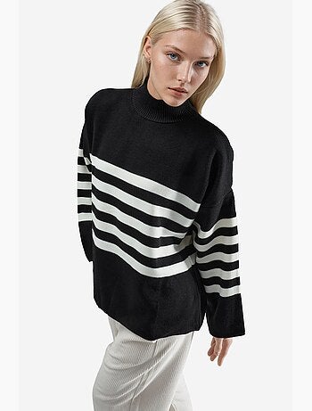 Maglione oversize a righe con collo alto my fashion