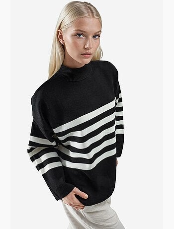 Maglione oversize a righe con collo alto my fashion