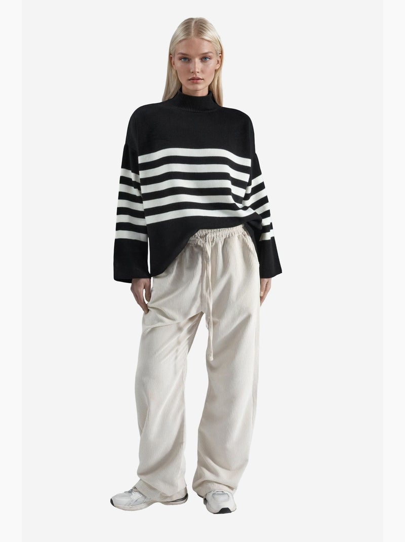 Maglione oversize a righe con collo alto my fashion Nero - Kiabi