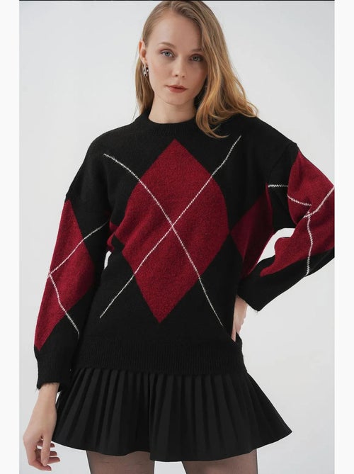 Maglione oversize a rombi con girocollo bdart - Kiabi Maglione oversize a rombi con girocollo bdart - Kiabi