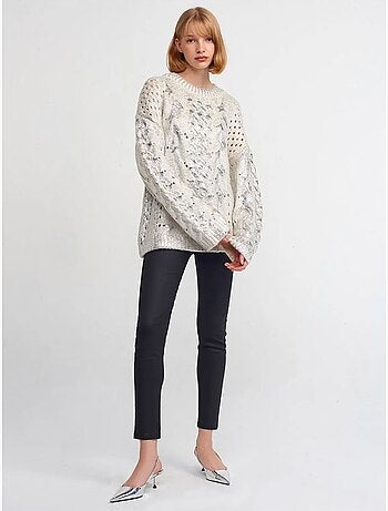 Maglione oversize a trecce con girocollo
