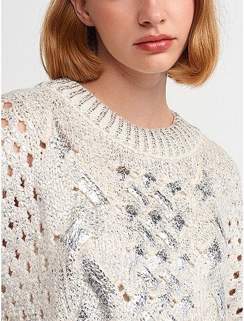 Maglione oversize a trecce con girocollo
