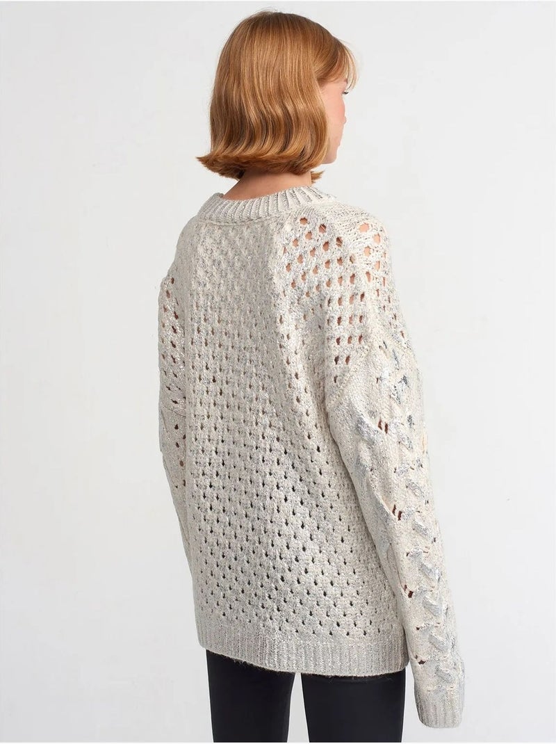 Maglione oversize a trecce con girocollo Beige naturale - Kiabi