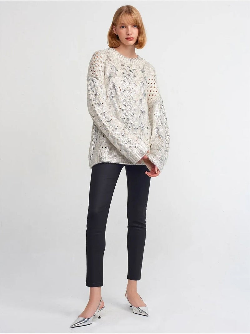 Maglione oversize a trecce con girocollo Beige naturale - Kiabi
