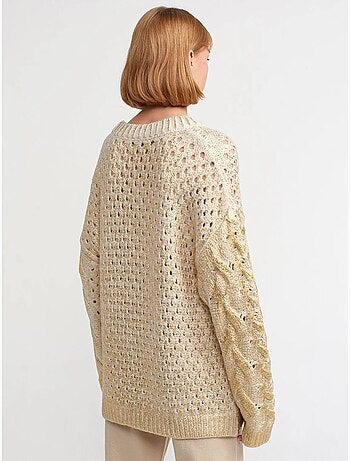 Maglione oversize a trecce con girocollo