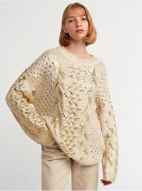 Maglione oversize a trecce con girocollo - Kiabi Maglione oversize a trecce con girocollo - Kiabi
