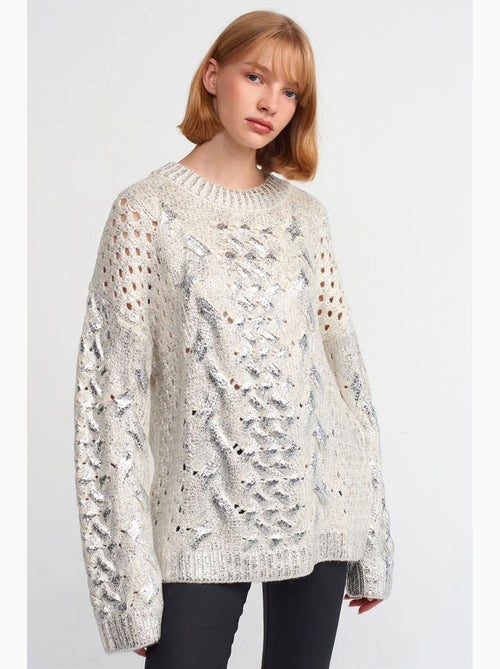 Maglione oversize a trecce con girocollo dilvin - Kiabi