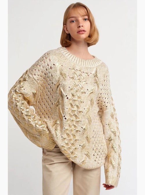 Maglione oversize a trecce con girocollo dilvin - Kiabi