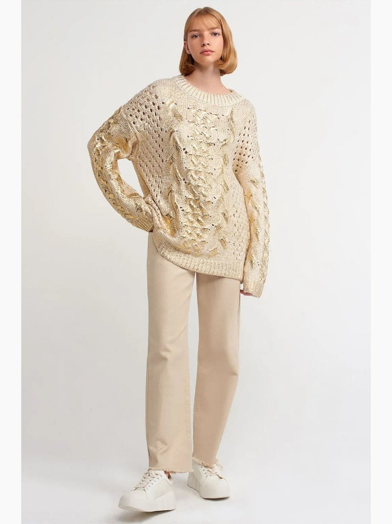 Maglione oversize a trecce con girocollo dilvin Crema - Kiabi