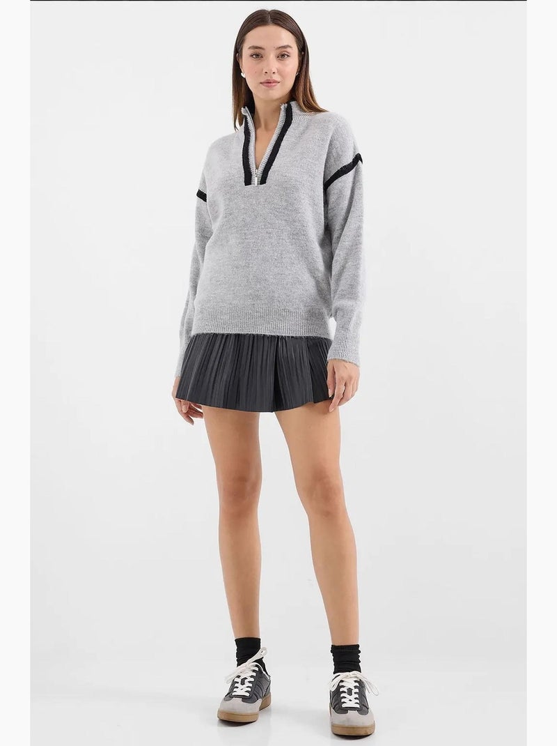 Maglione oversize con cerniera bdart Grigio - Kiabi