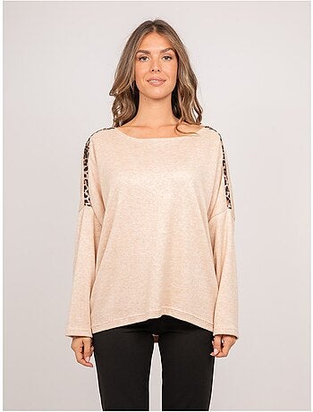 Maglione oversize con dettagli leopardati kenora