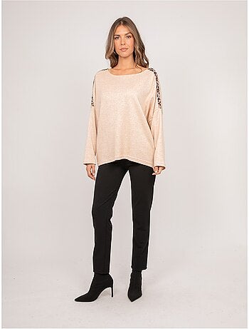 Maglione oversize con dettagli leopardati kenora