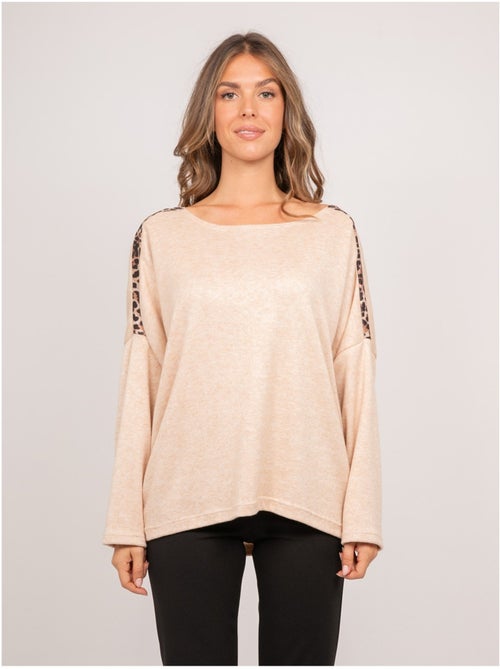 Maglione oversize con dettagli leopardati kenora - Kiabi