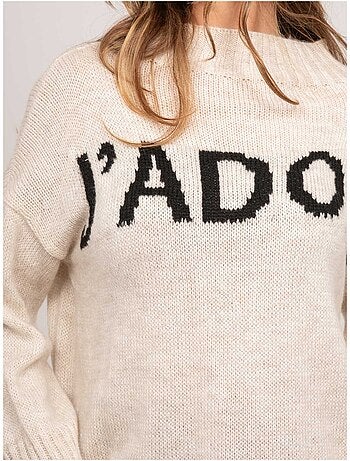 Maglione oversize con scritta e collo alto kyline