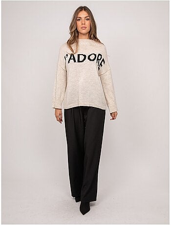 Maglione oversize con scritta e collo alto kyline