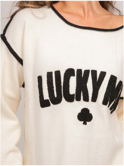 Maglione oversize con scritta ricamata "lucky me" kevisse - Kiabi