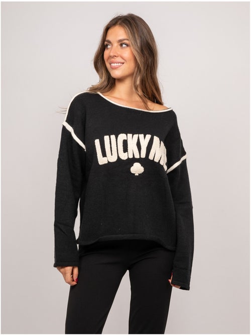 Maglione oversize con scritta ricamata "lucky me" kevisse - Kiabi
