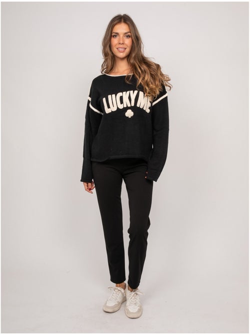 Maglione oversize con scritta ricamata "lucky me" kevisse - Kiabi