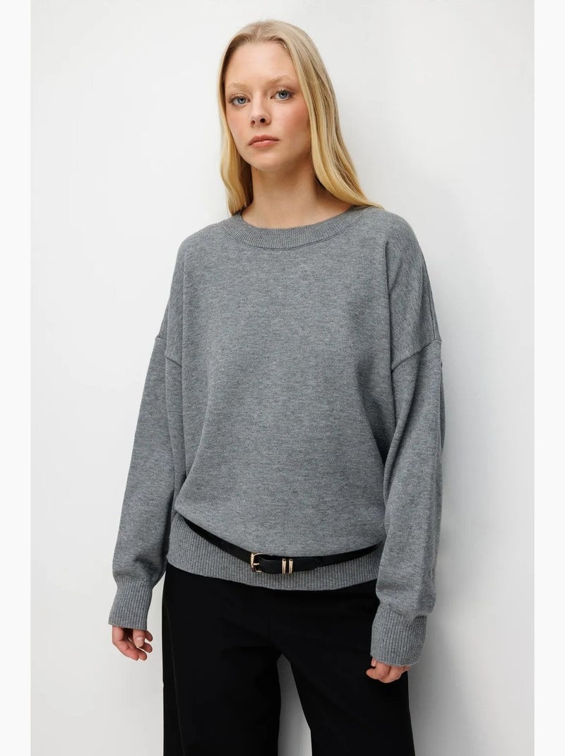Maglione oversize in maglia a coste mixray Grigio scuro - Kiabi