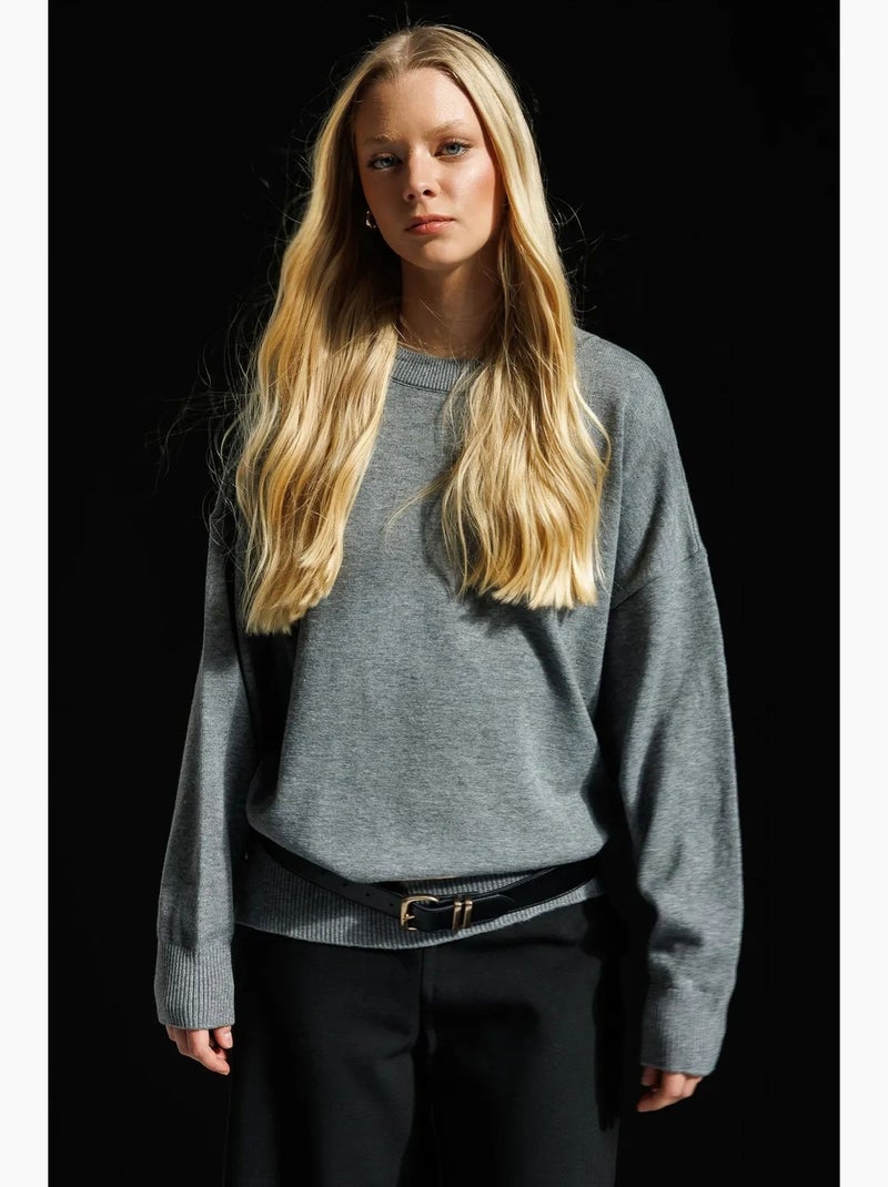 Maglione oversize in maglia a coste mixray Grigio scuro - Kiabi