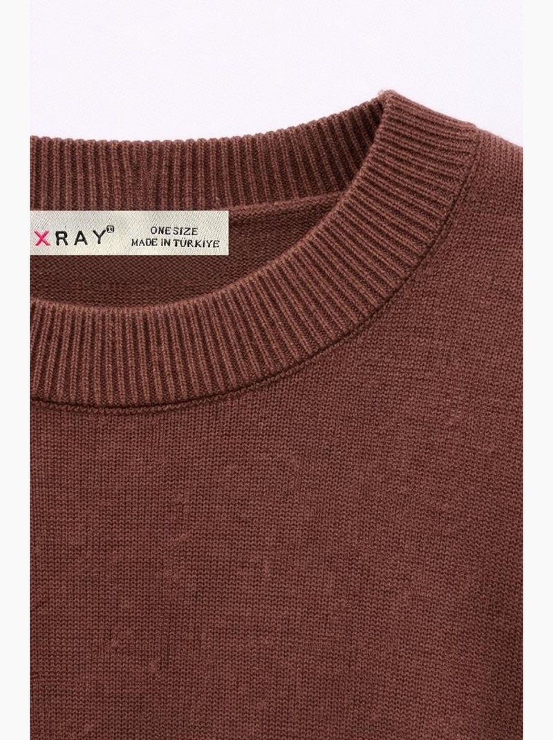 Maglione oversize in maglia a coste mixray Marrone chiaro - Kiabi