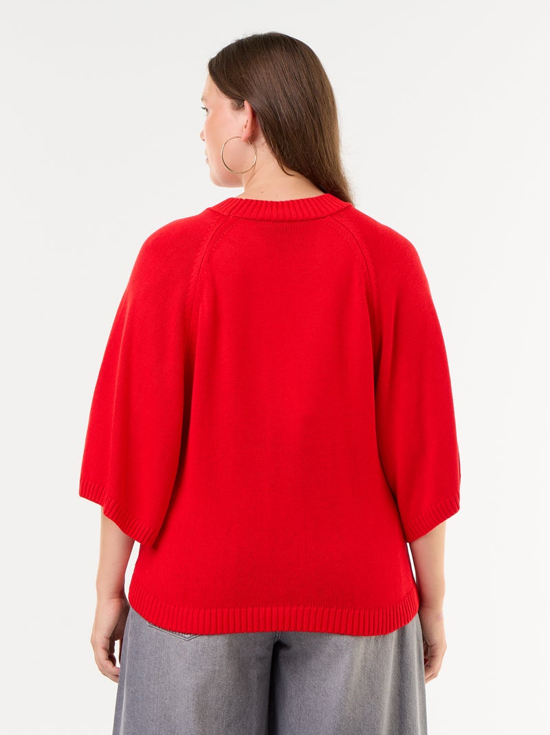 Maglione oversize in maglia a maniche corte Rosso - Kiabi