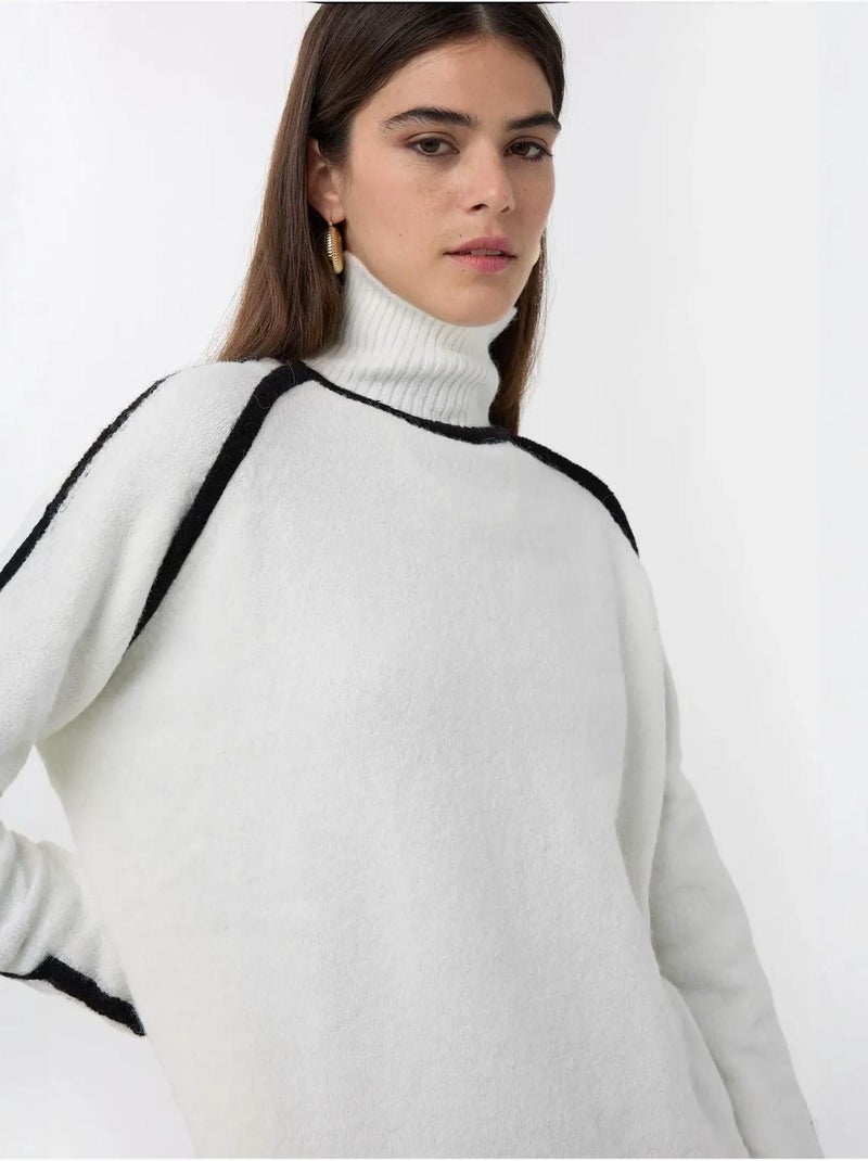 Maglione oversize in maglia con dettagli a contrasto Bianco - Kiabi