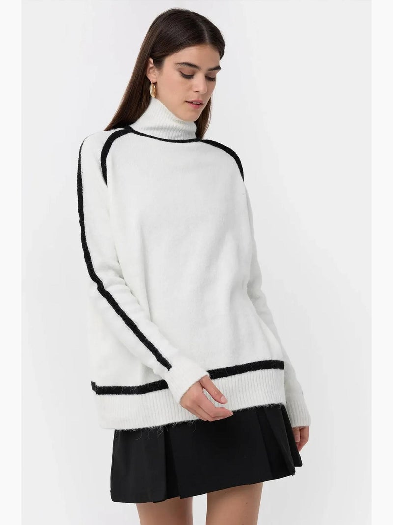 Maglione oversize in maglia con dettagli a contrasto hiccup Bianco - Kiabi