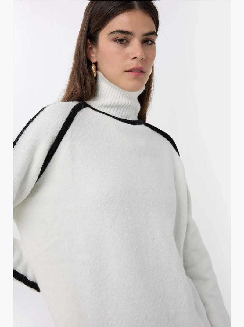 Maglione oversize in maglia con dettagli a contrasto hiccup Bianco - Kiabi