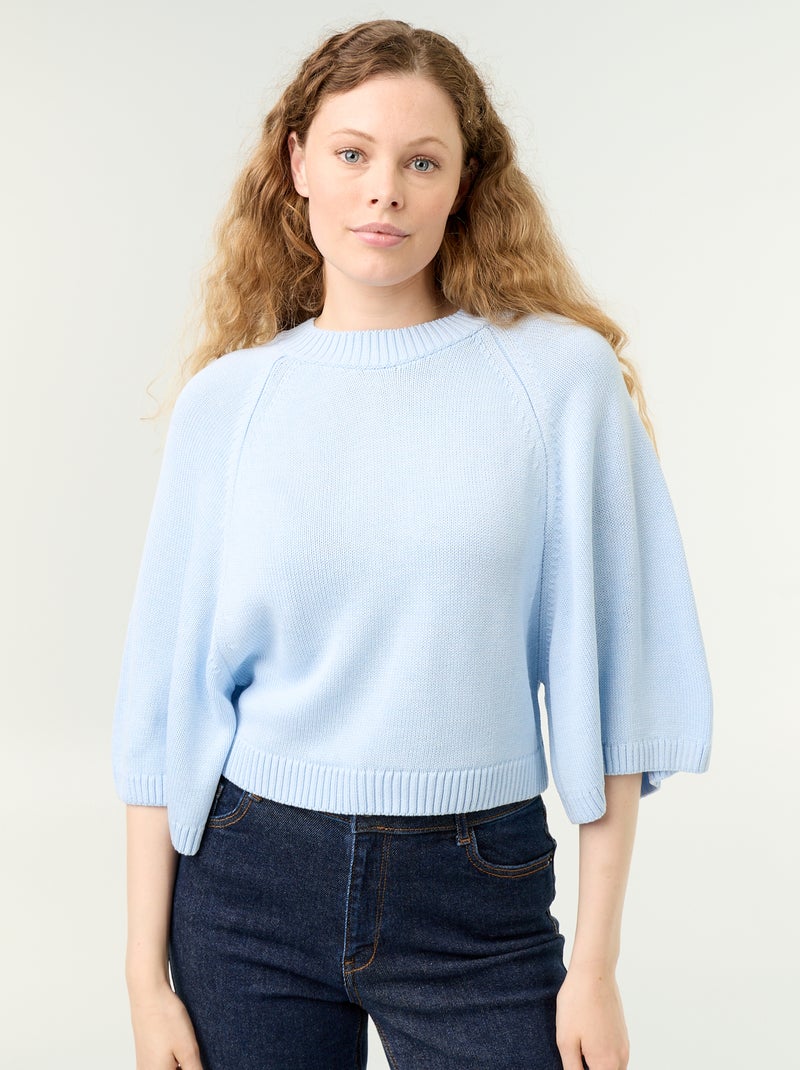 Maglione oversize in maglia con giromanica scesi Blu - Kiabi