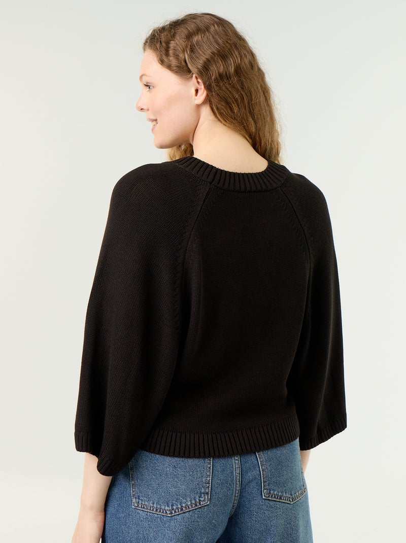 Maglione oversize in maglia con giromanica scesi Nero - Kiabi