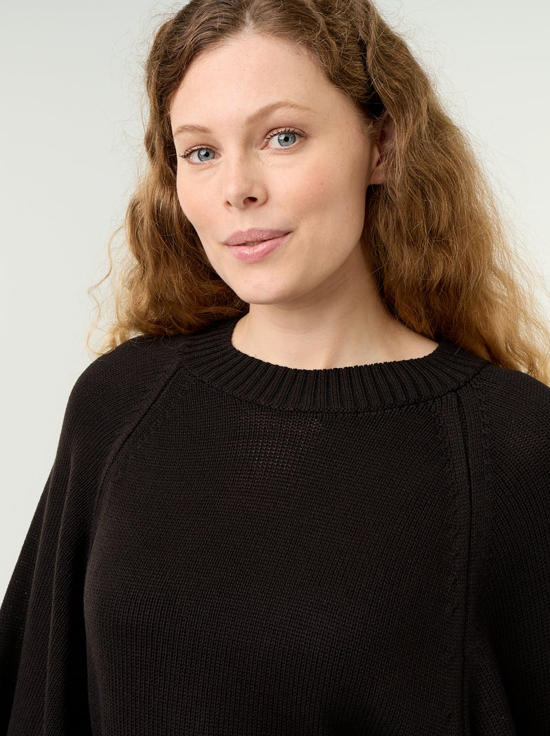 Maglione oversize in maglia con giromanica scesi Nero - Kiabi