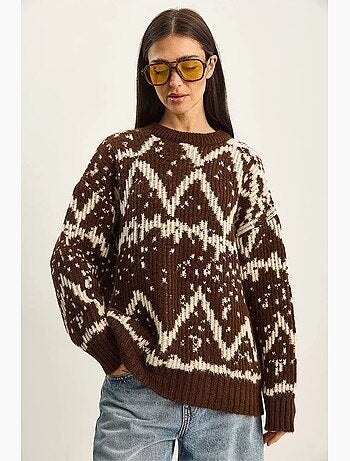 Maglione oversize in maglia con motivo etnico lucci