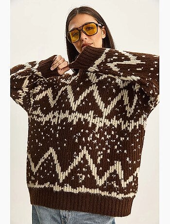 Maglione oversize in maglia con motivo etnico lucci