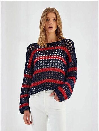 Maglione oversize in maglia spessa testurizzata a righe mixray