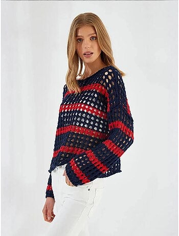 Maglione oversize in maglia spessa testurizzata a righe mixray