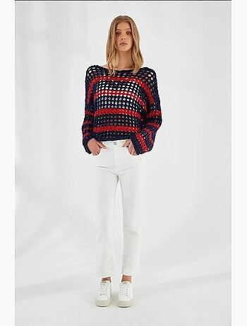 Maglione oversize in maglia spessa testurizzata a righe mixray