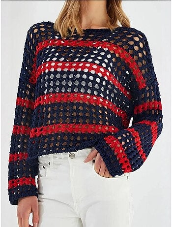 Maglione oversize in maglia spessa testurizzata a righe mixray