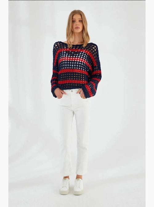 Maglione oversize in maglia spessa testurizzata a righe mixray - Kiabi Maglione oversize in maglia spessa testurizzata a righe mixray - Kiabi