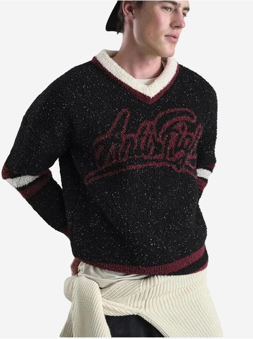 Maglione oversize in peluche con scollo a v giesto - Kiabi Maglione oversize in peluche con scollo a v giesto - Kiabi