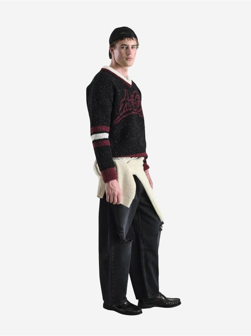 Maglione oversize in peluche con scollo a v giesto - Kiabi Maglione oversize in peluche con scollo a v giesto - Kiabi