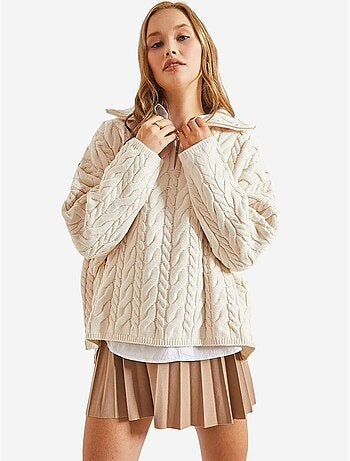 Maglione oversize per capelli e barba con collo con zip lucci