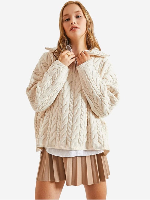 Maglione oversize per capelli e barba con collo con zip lucci - Kiabi Maglione oversize per capelli e barba con collo con zip lucci - Kiabi