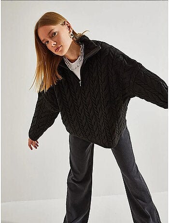 Maglione oversize per capelli e barba con collo con zip lucci