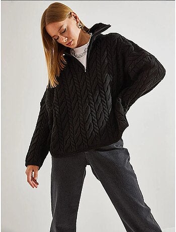 Maglione oversize per capelli e barba con collo con zip lucci