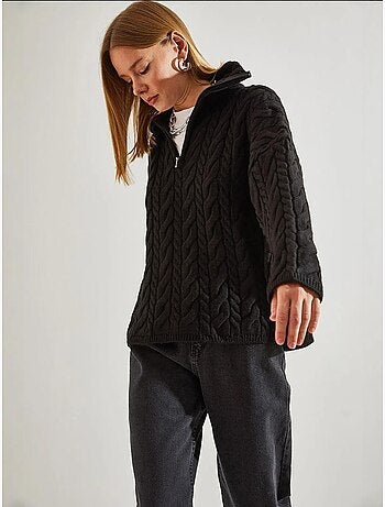 Maglione oversize per capelli e barba con collo con zip lucci