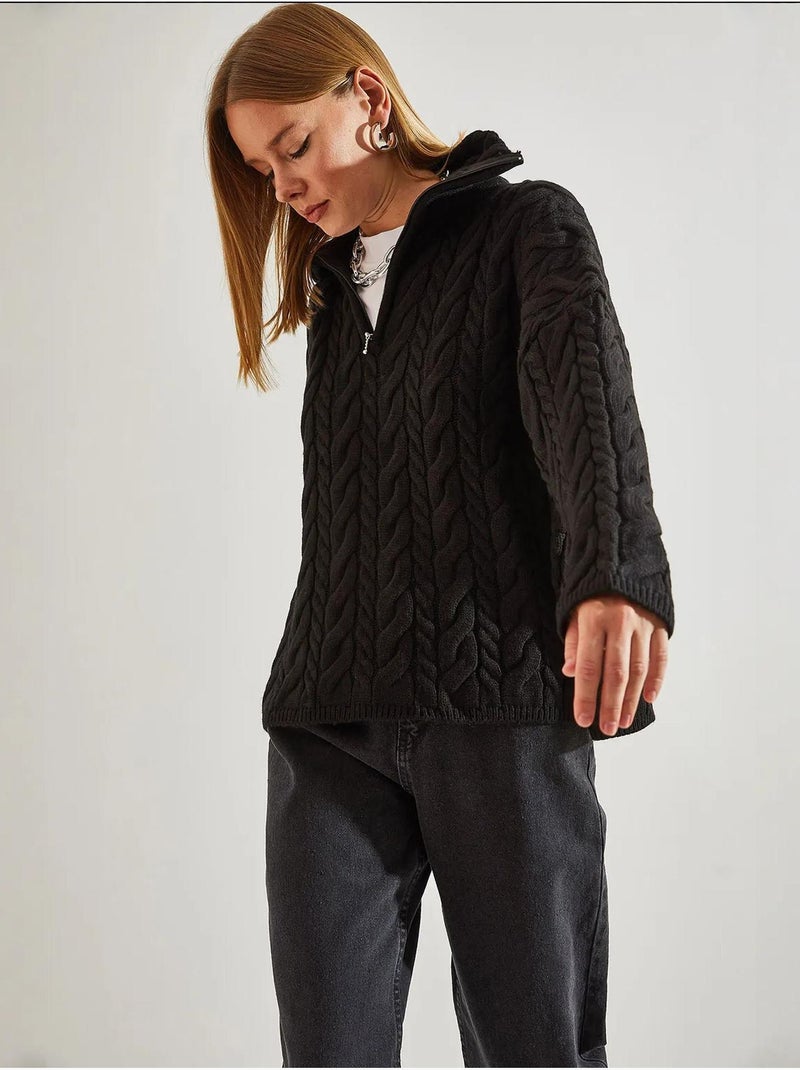 Maglione oversize per capelli e barba con collo con zip lucci Nero - Kiabi
