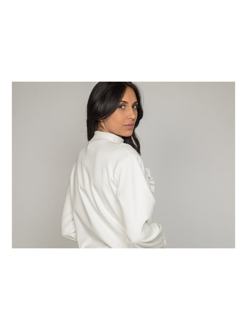 Maglione pile con volant YUKA Bianco - Kiabi