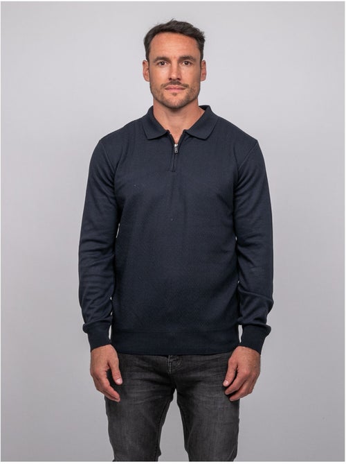 Maglione polo a maniche lunghe con collo zip linetox - Kiabi