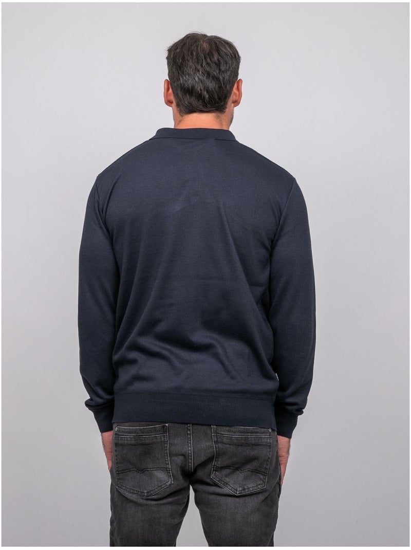 Maglione polo a maniche lunghe con collo zip linetox Blu marino - Kiabi